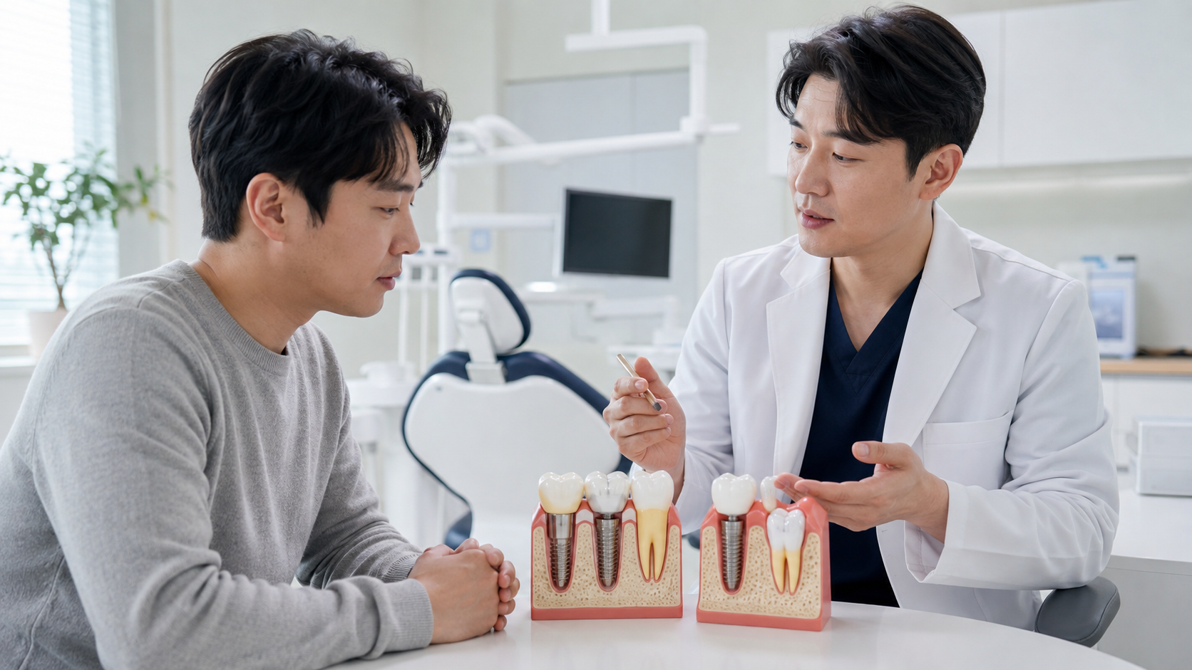 국산 임플란트 장단점 비교 상담 장면