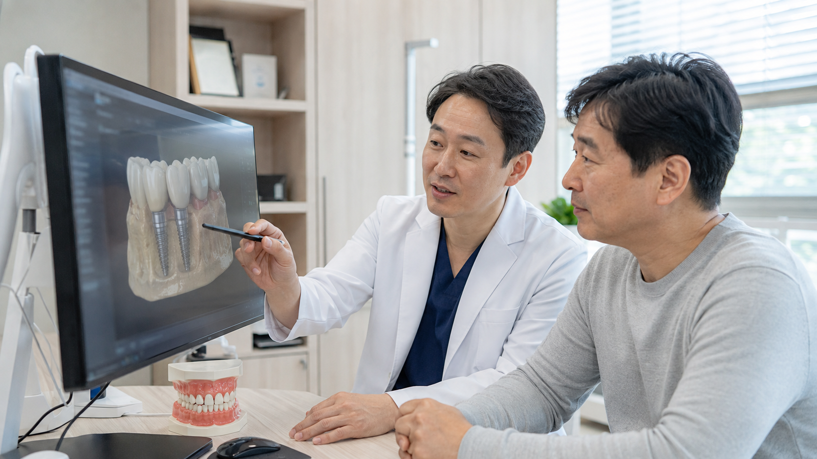 임플란트 지대주 연결 구조 설명 장면